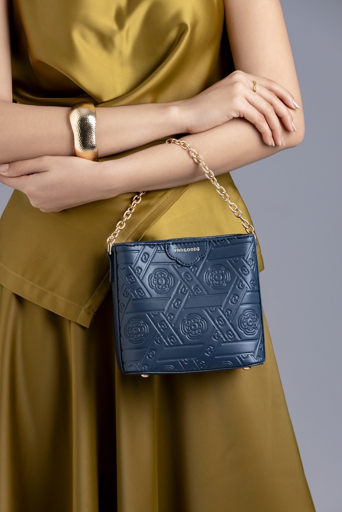 Myat Lay Ngone Midnight Blue Mini Bucket Bag