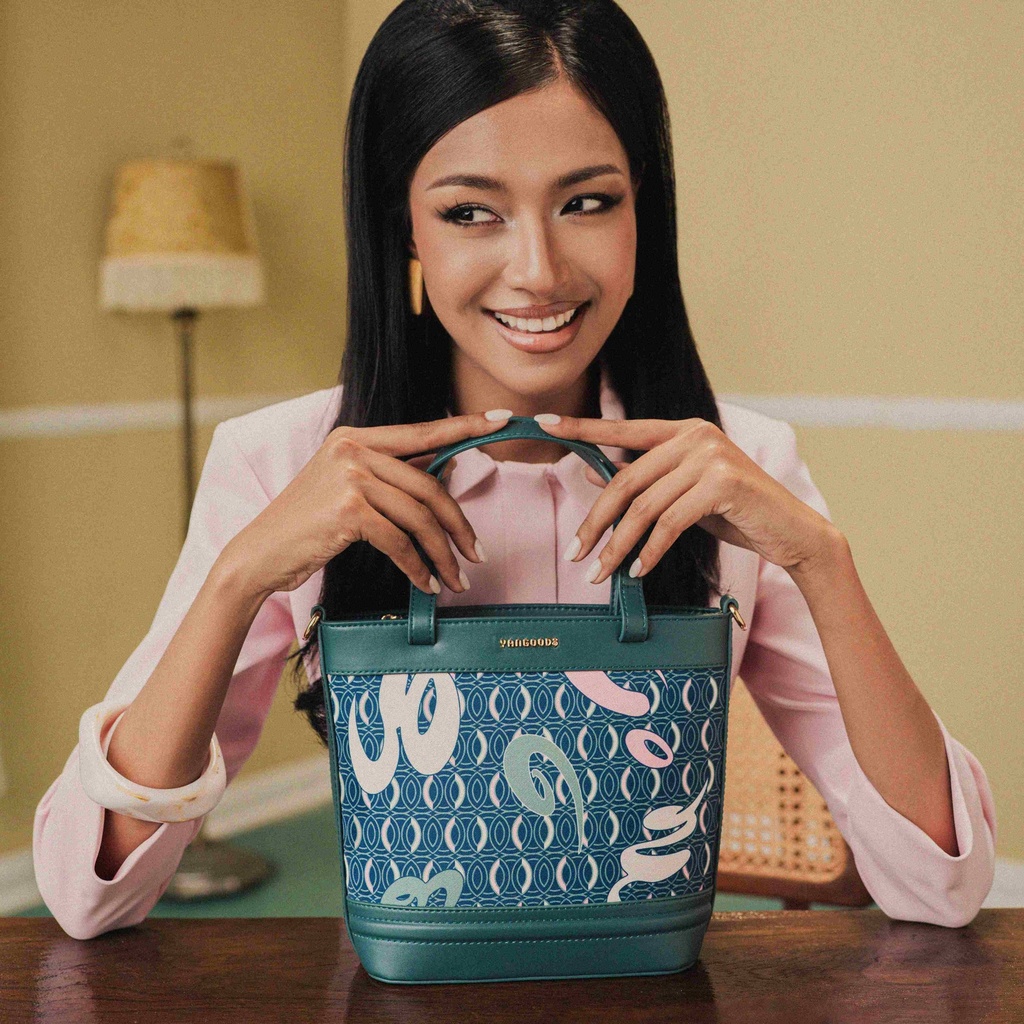 AKKHAYAR Teal Basket Hand Bag