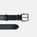 Men Monogram  Buckle Black Leather Belt