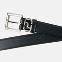 Men Monogram  Buckle Black Leather Belt