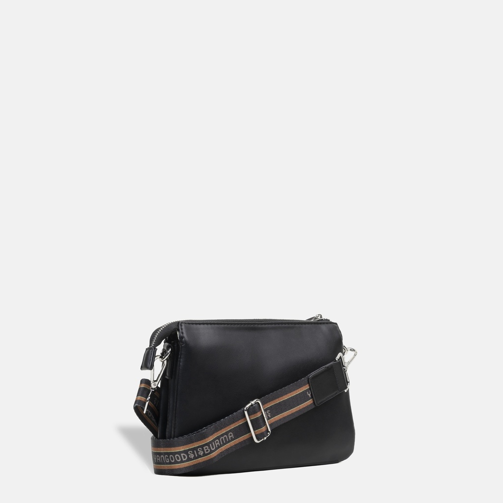 Sisburma Black Double Pouch Crossbody Bag