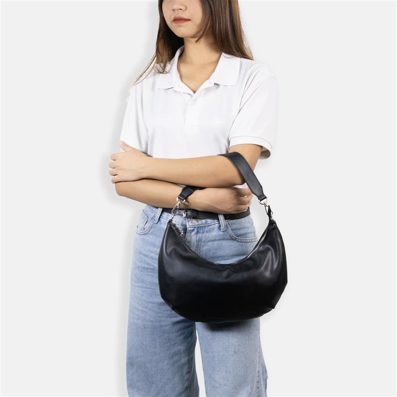Sisburma Black Crescent Hobo Bag