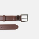 Men Monogram  Buckle Saddle Brown Leather Belt