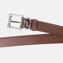 Men Monogram  Buckle Saddle Brown Leather Belt