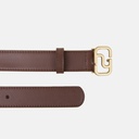 Women Monogram  Buckle Saddle Brown Leather Belt