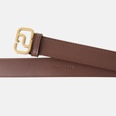 Women Monogram  Buckle Saddle Brown Leather Belt