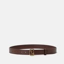 Women Monogram  Buckle Saddle Brown Leather Belt