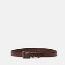 Men Monogram  Buckle Saddle Brown Leather Belt
