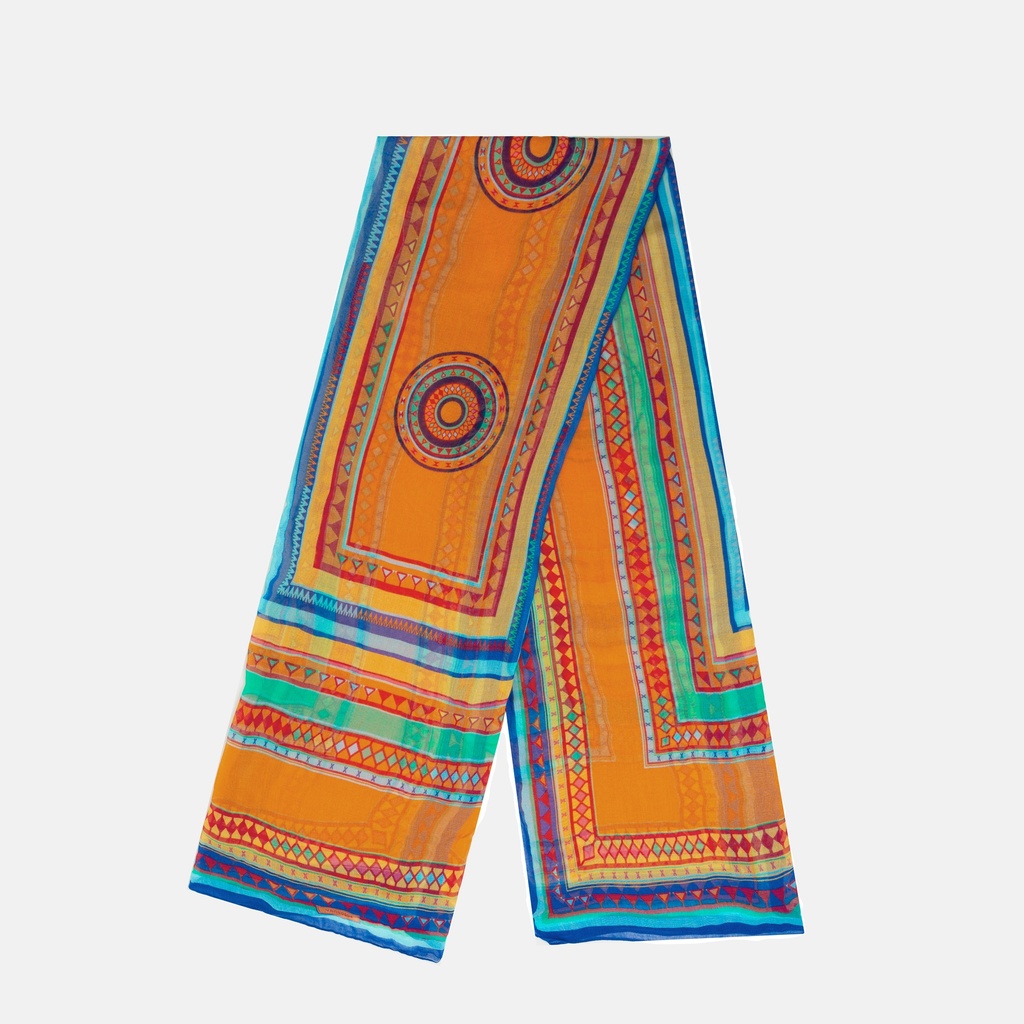 Akha Orange Rectangular Scarf