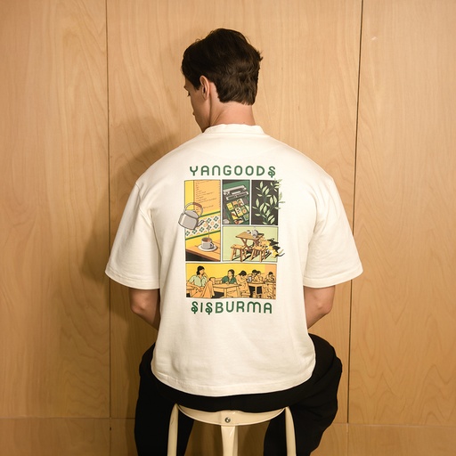 [10010241004] Yangoodsisburma White Graphic Premium Cotton Tee ExtraLarge
