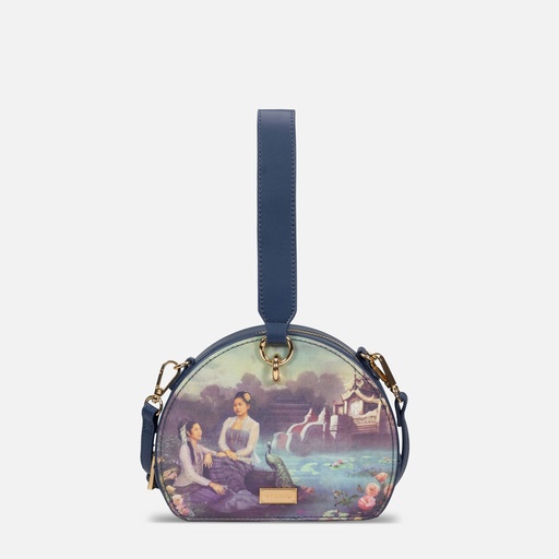 [YG11C2304Q] Yu Wadi Stone Blue Round Bag